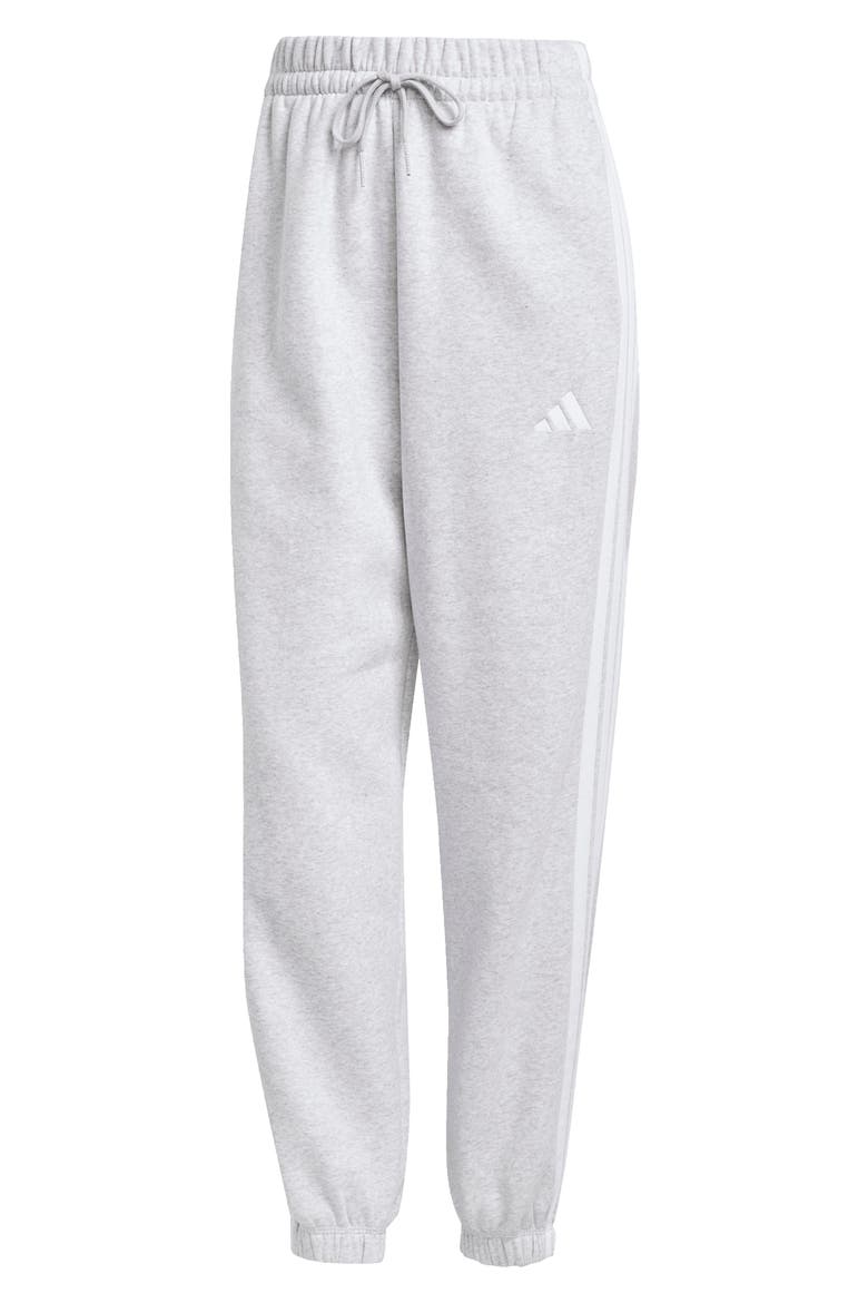 Essentials 3-Stripes Fleece Jogger Pants, Alternate, color, LIGHT GREY HEATHER/ WHITE