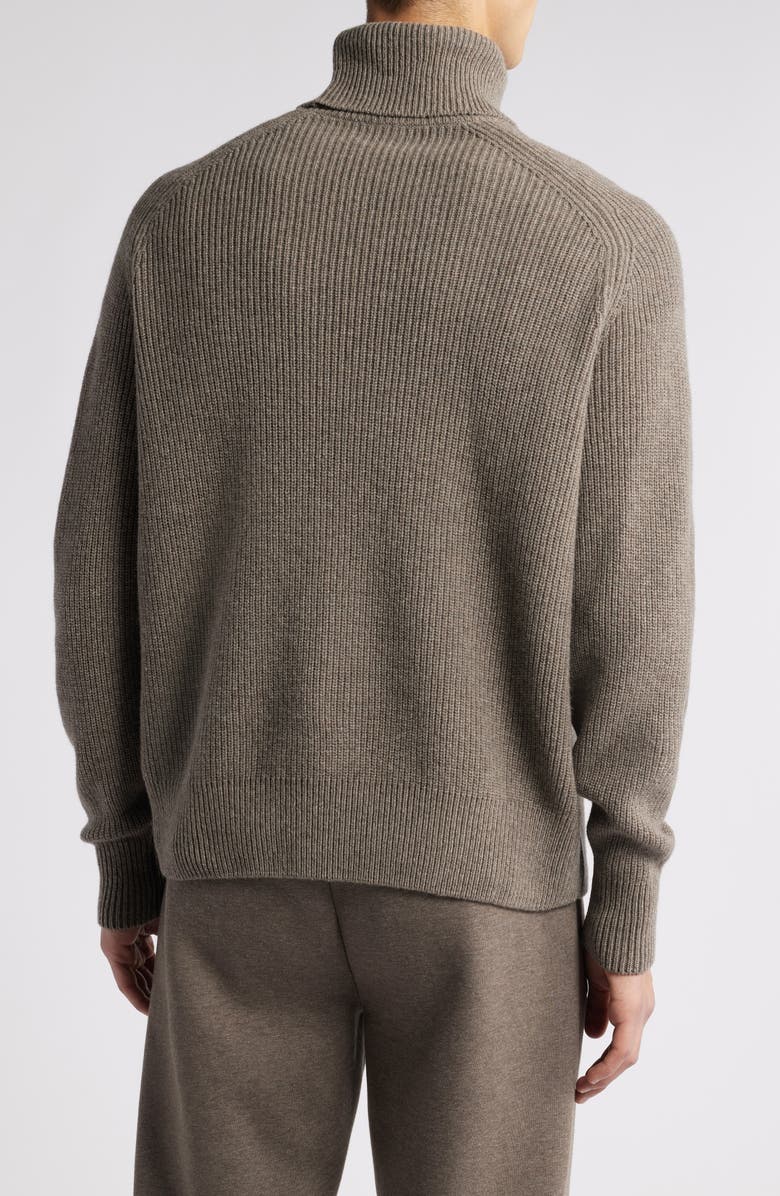 BOSS Evento Recycled Wool Turtleneck Sweater, Alternate, color, Dark Beige