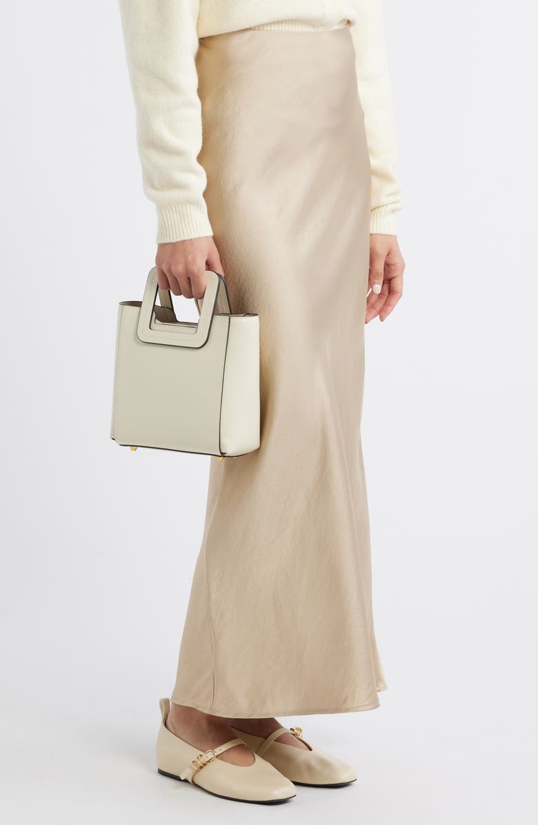 STAUD Mini Shirley Leather Satchel, Alternate, color, Cream Cont