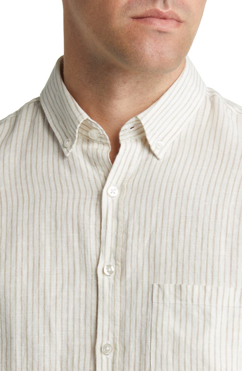 Brax Daniel Linen Button-Down Shirt, Alternate, color, Coconut