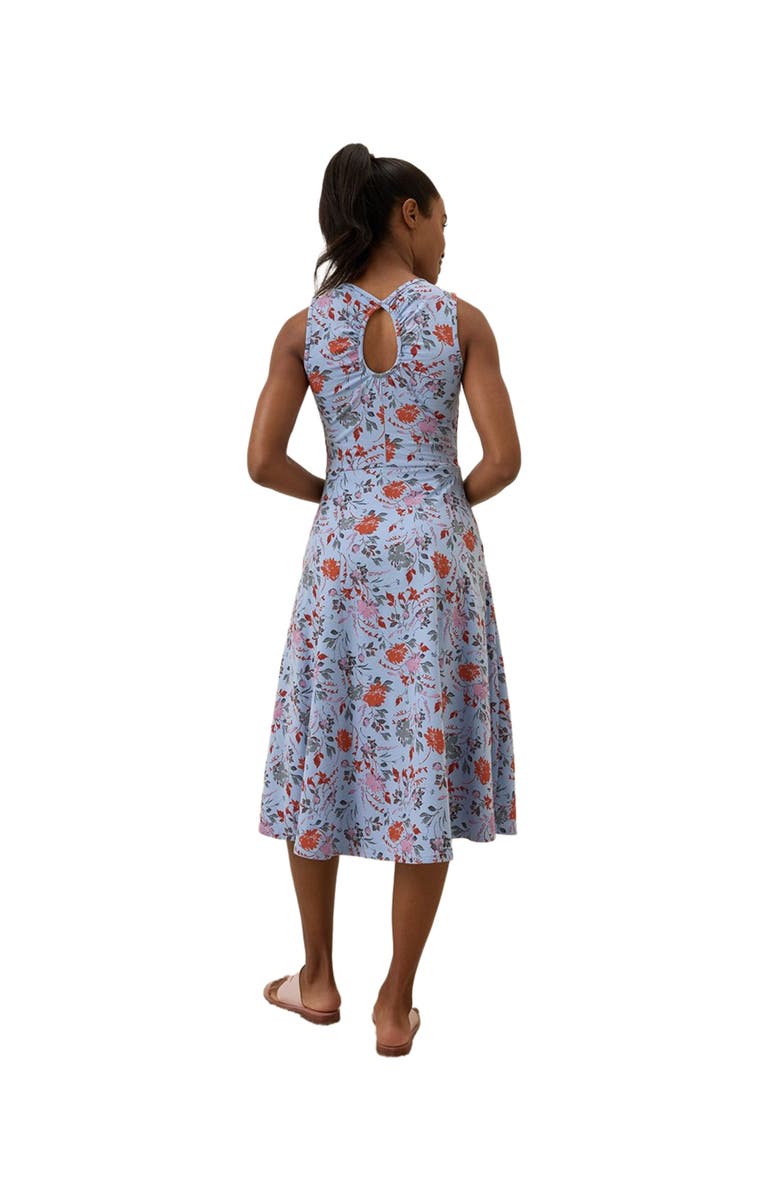 Pact Organic Cotton Fit & Flare Keyhole Back Dress, Alternate, color, Cornflower Blue