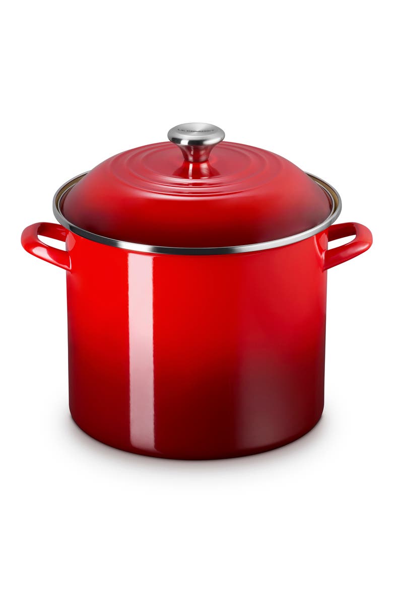 Enameled Stainless Steel Stockpot, Main, color, CERISE
