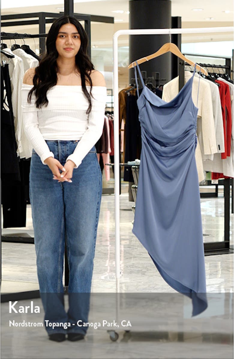 Mirie Asymmetric Satin Dress, sales video thumbnail