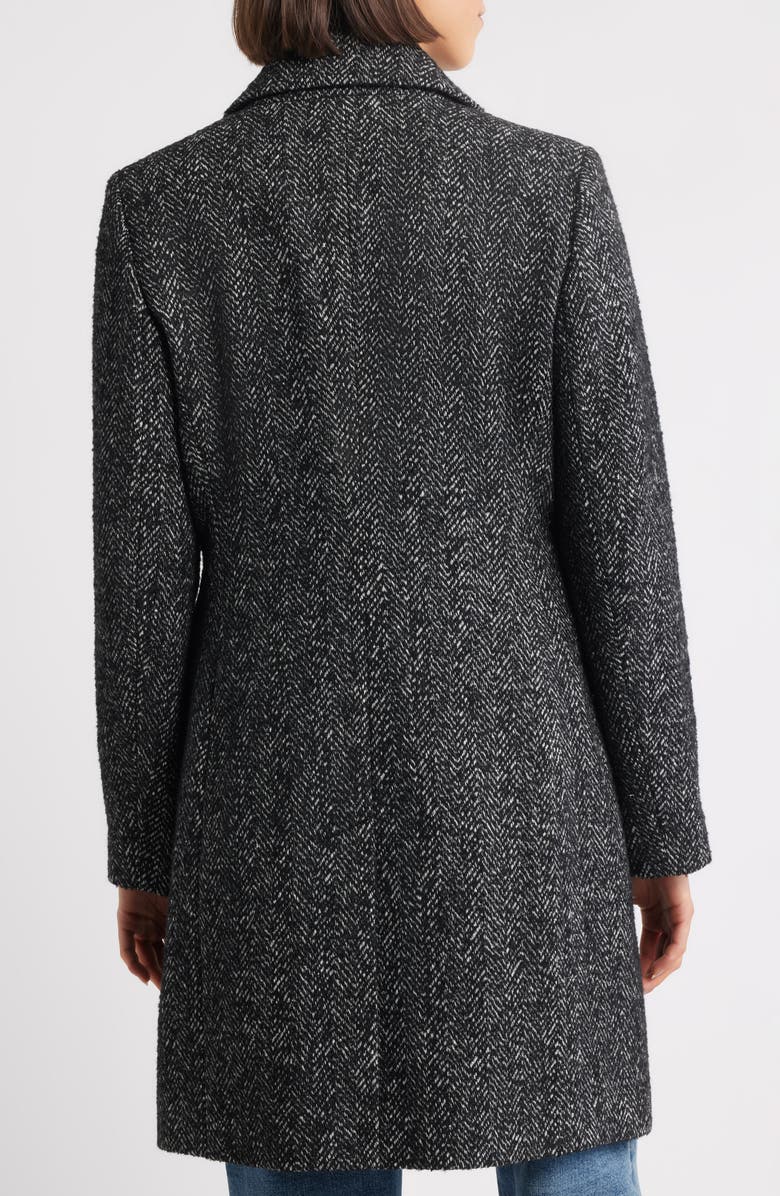 Sam Edelman Reefer Single Breasted Wool Blend Twill Jacket, Alternate, color, Black