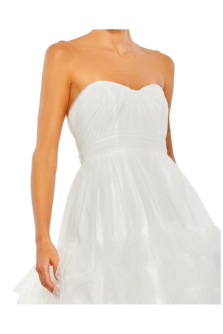 Ruffle Strapless Tulle Ballgown, Alternate, color, WHITE