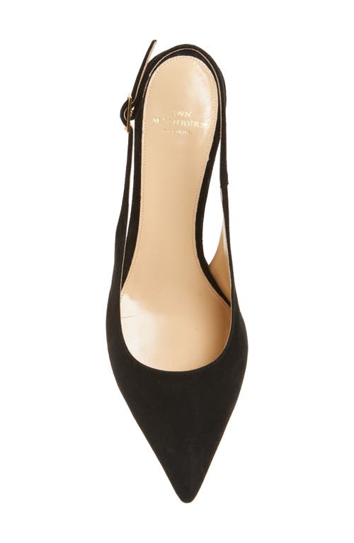 Ann Mashburn Kitten Heel Slingback Pump In Black Suede