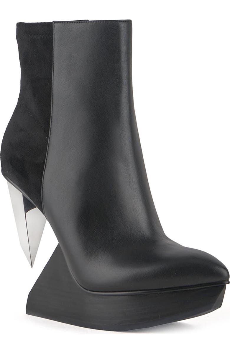 United Nude Edge Platform Bootie, Alternate, color, Black + Silver