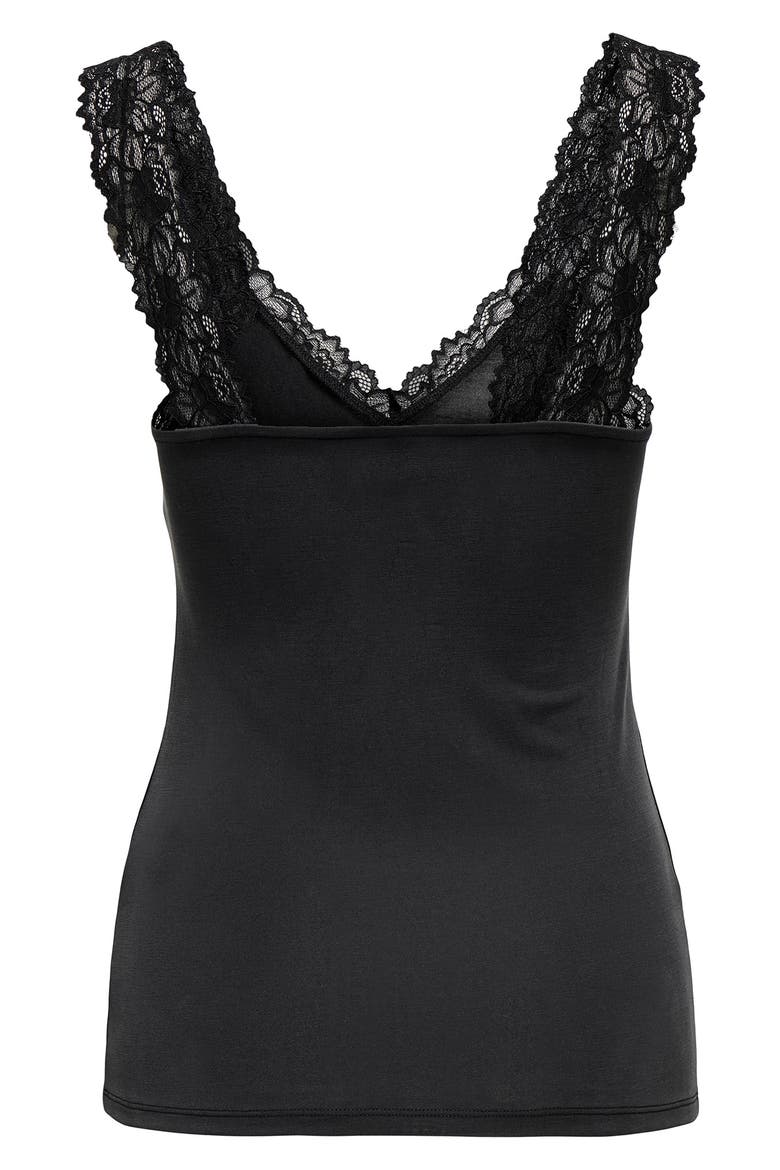 Free Lace Trim Sleeveless Top, Alternate, color, BLACK