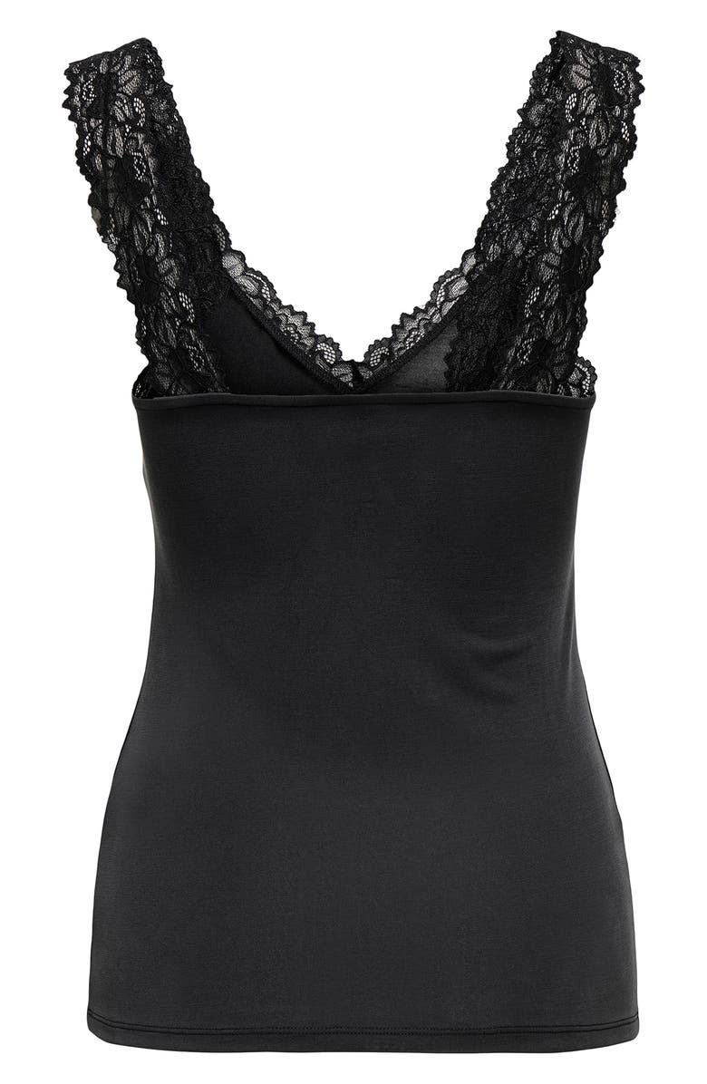 Only Free Lace Trim Sleeveless Top, Alternate, color, Black