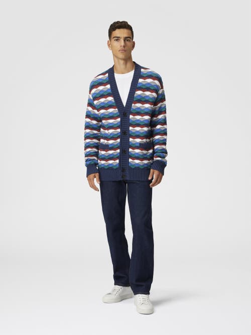 Missoni Wave-patterned Cardigan In Blue & Green