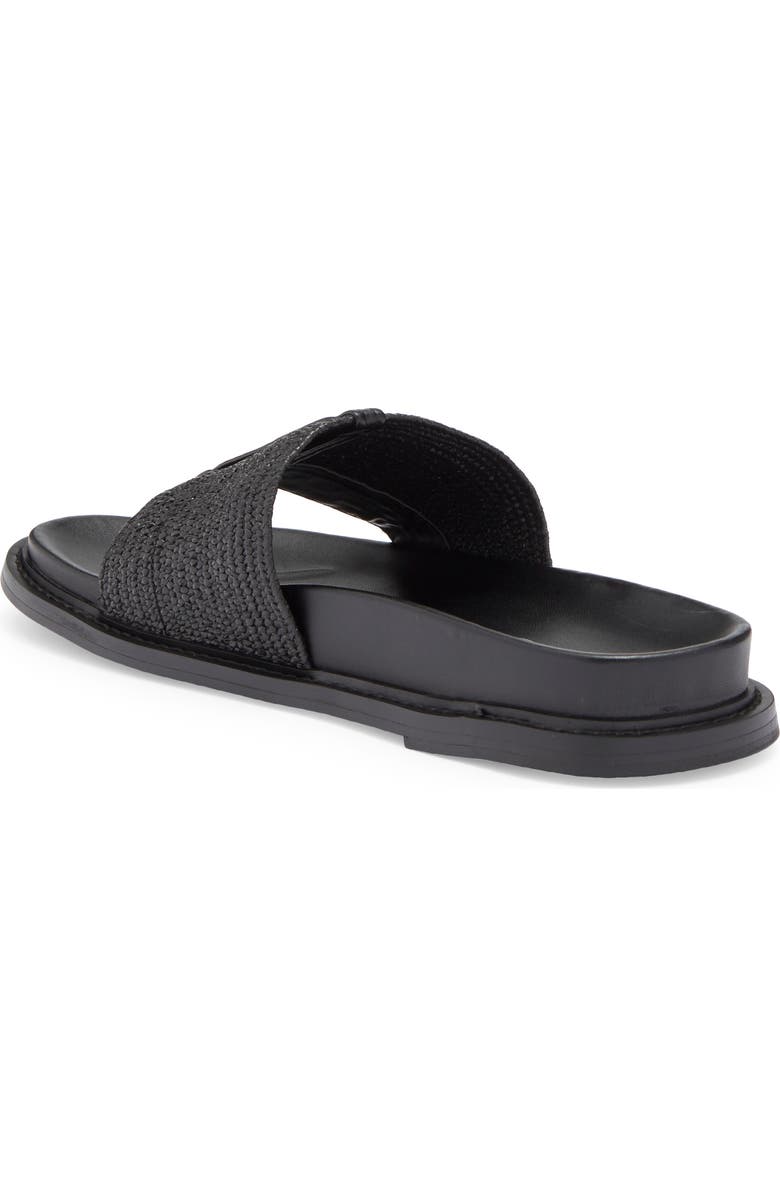 JSlides Raffia Slide Sandal, Alternate, color, Black Stretch