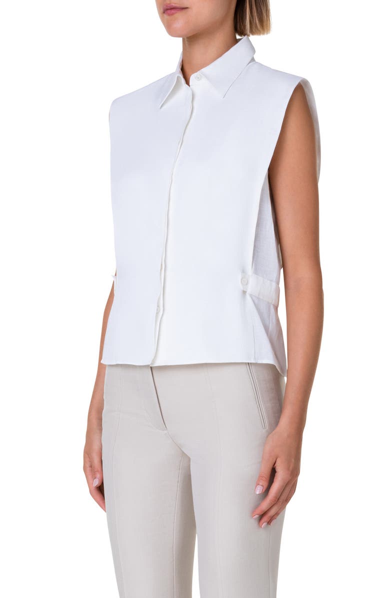 Akris Sleeveless Linen Voile Blouse, Alternate, color, 