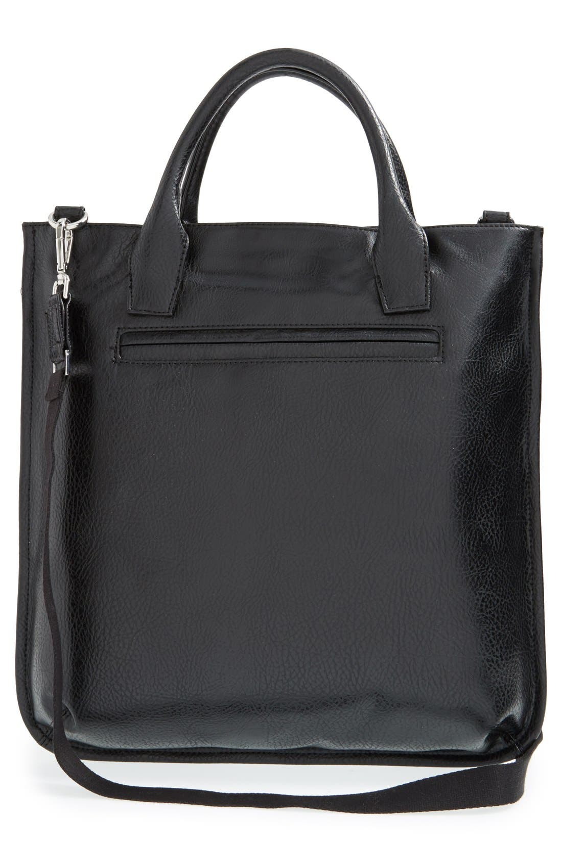 'Deeter' Vegan Leather Tote, Alternate, color, BLACK