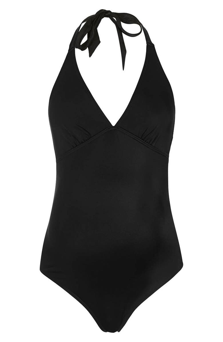 Topshop Solid Halter One-Piece Maternity Swimsuit, Main, color, 