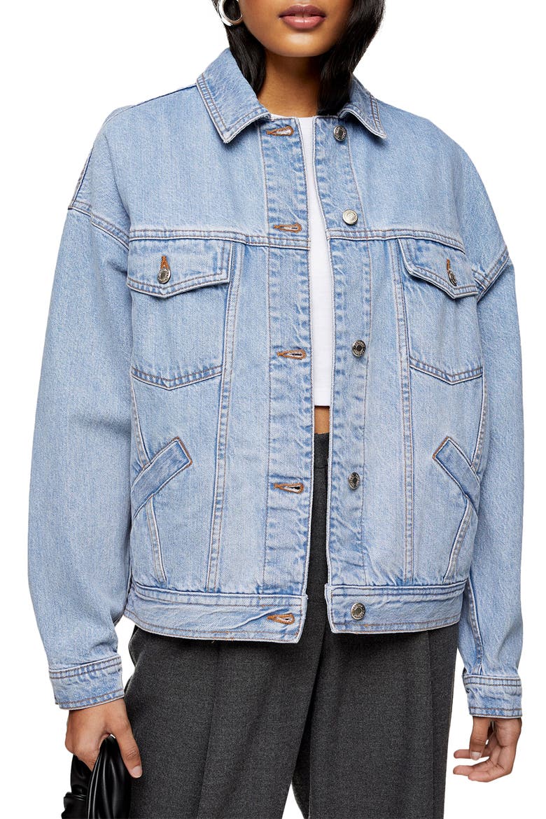Oversize Denim Jacket, Main, color, MID DENIM