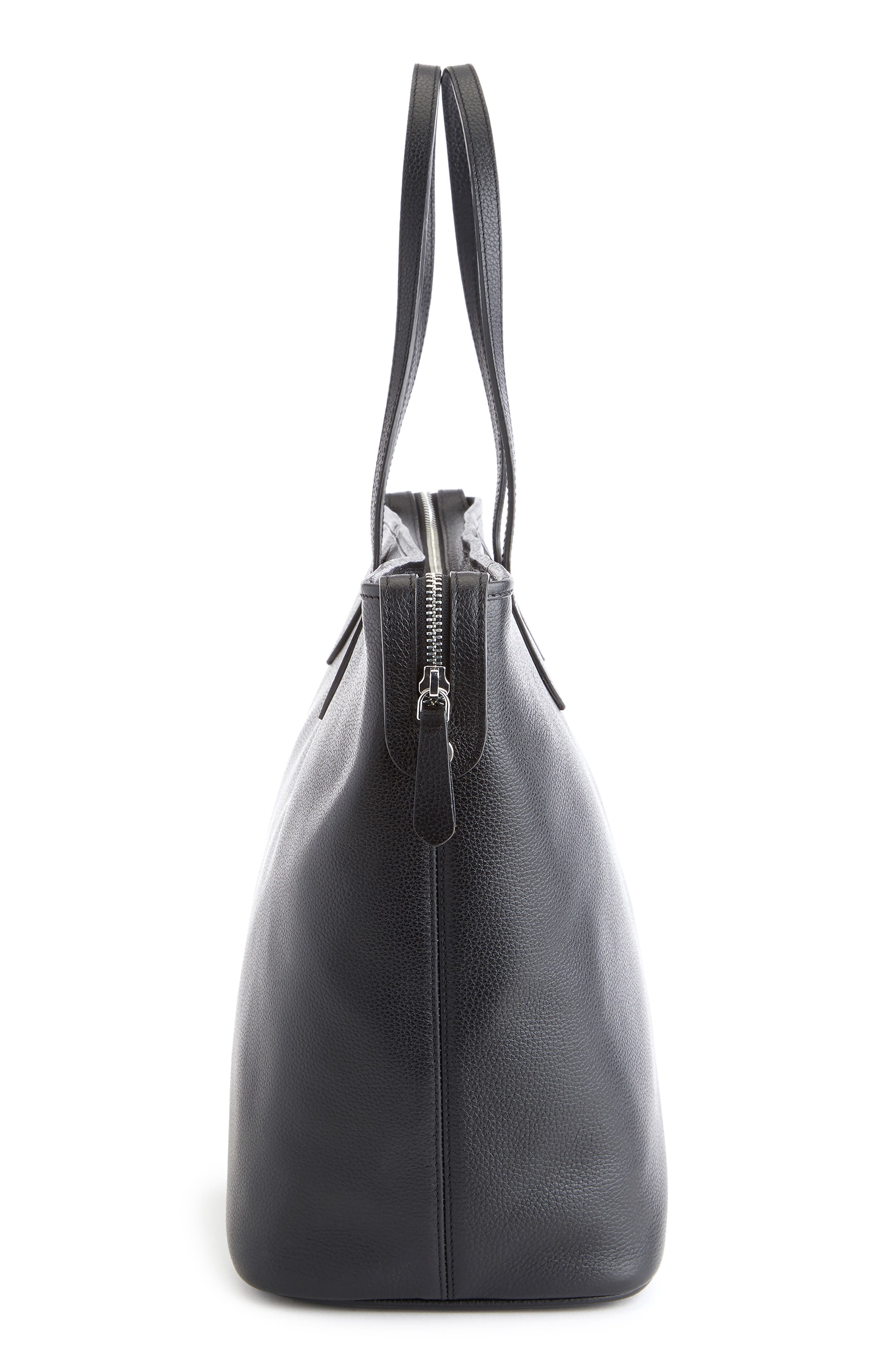 ROYCE New York Personalized Leather Tote with Wristlet, Alternate, color, Black- Deboss