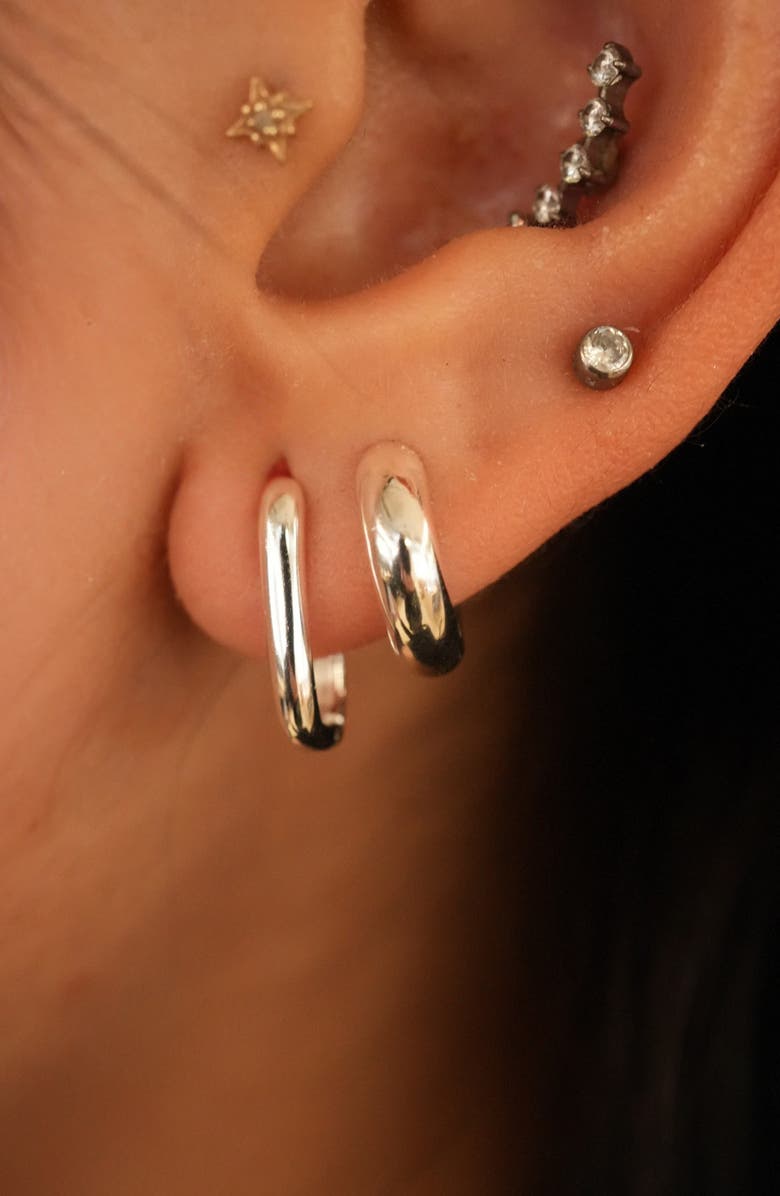 Argento Vivo Sterling Silver Oblong Hoop Earrings, Alternate, color, Silver