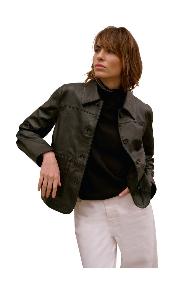Leather Pocket Detail Jacket, Main, color, Black