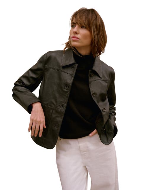 Leather Pocket Detail Jacket