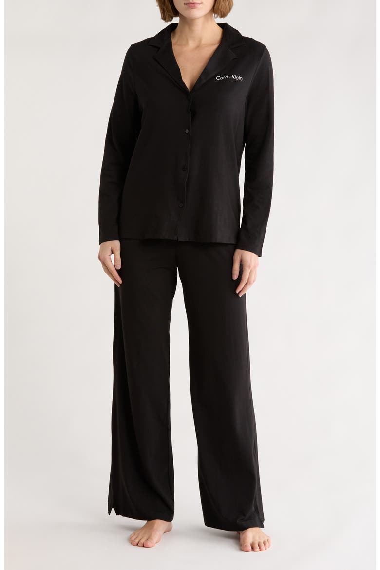 Logo Long Pajamas, Main, color, BLACK