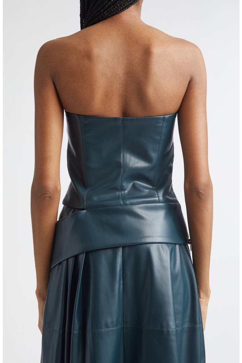 Zinia Strapless Bustier Faux Leather Top, Alternate, color, TURQUOISE