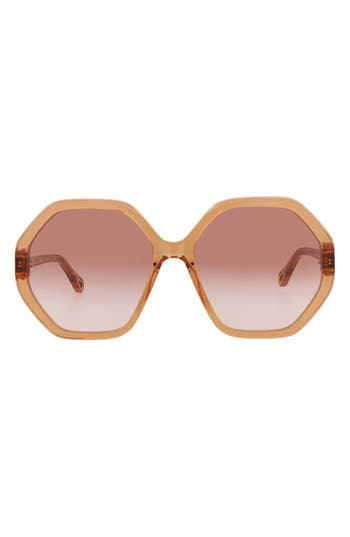 Chloé Hexagonal-frame Gradient Sunglasses In Orange