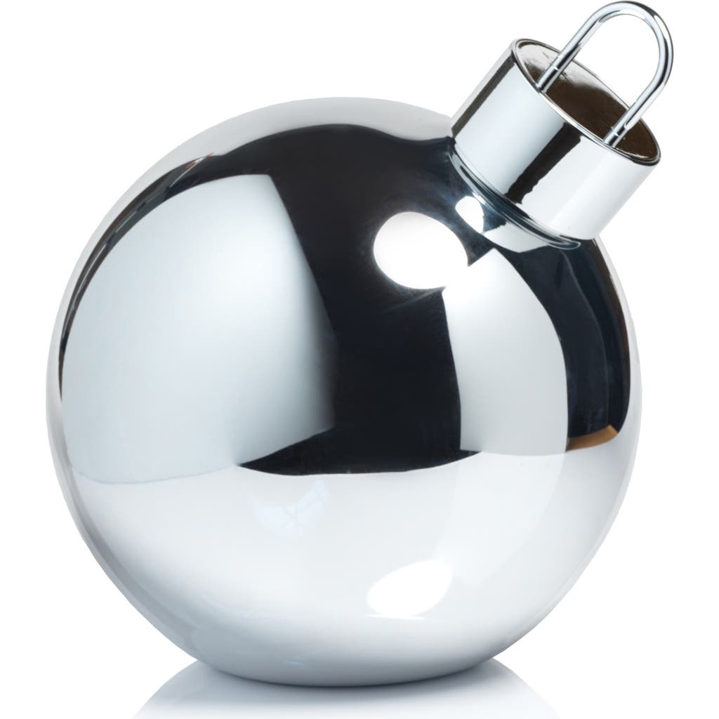 Zodax Led Lighted Oversized Tabletop Glass Ball Ornament In Silver