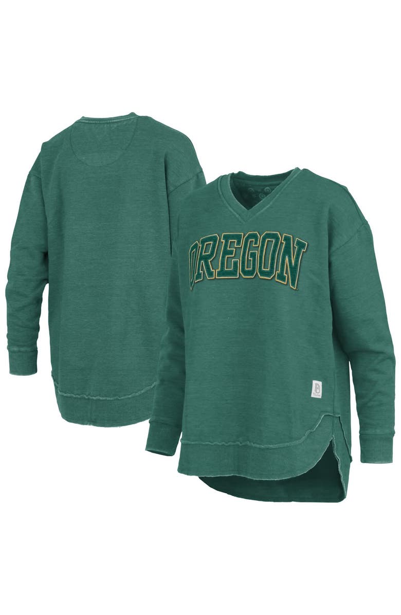PRESSBOX Women's Pressbox Green Oregon Ducks Westin Poncho V-Neck Pullover Sweatshirt, Main, color, Green