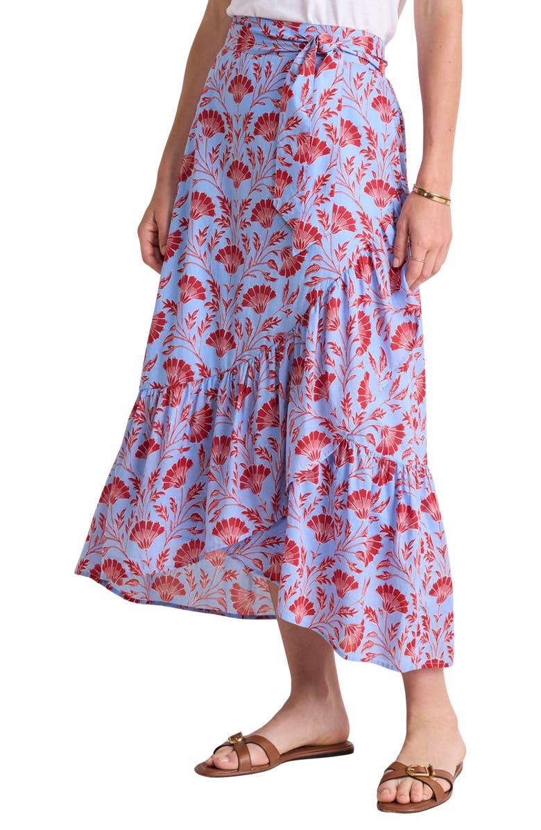 vineyard vines Floral Ruffle Detail High-Low Cotton Skirt, Main, color, Harper Floral