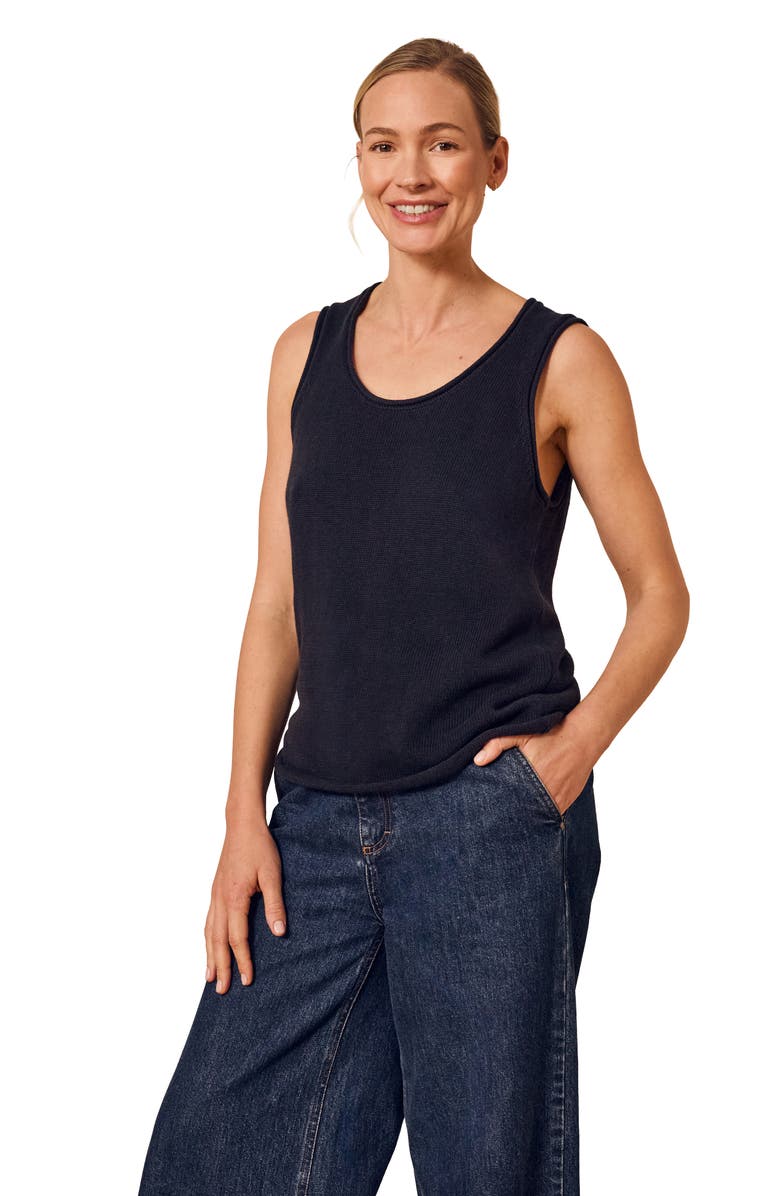 Celtic & Co. Scoop Neck Knitted Tank Top, Main, color, Navy
