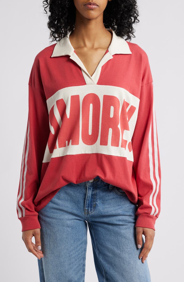 Daydreamer Amore Stripe Cotton Graphic Rugby Shirt, Main, color, 