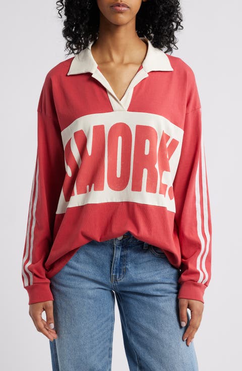 Amore Stripe Cotton Graphic Rugby Shirt