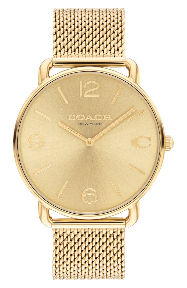 COACH Elliot Mesh Strap Watch, 41mm, Main, color, Gold