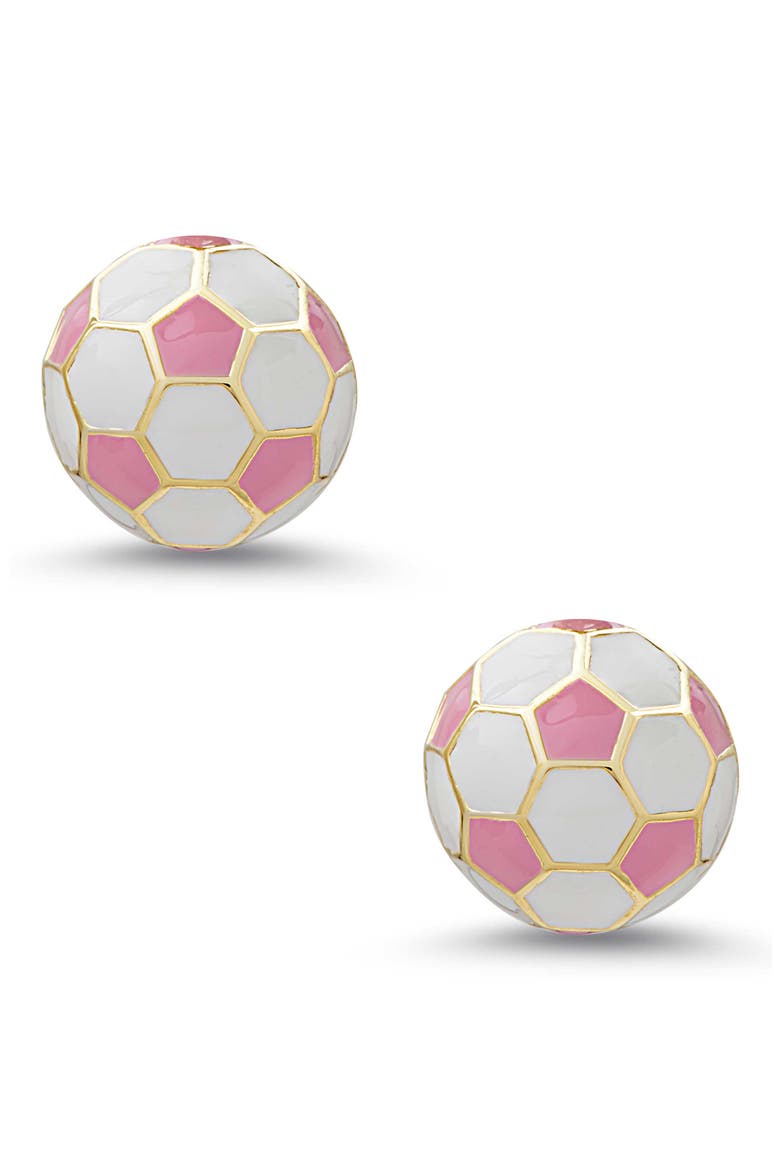 Kids' 3D Soccer Ball Stud Earrings, Main, color, PINK