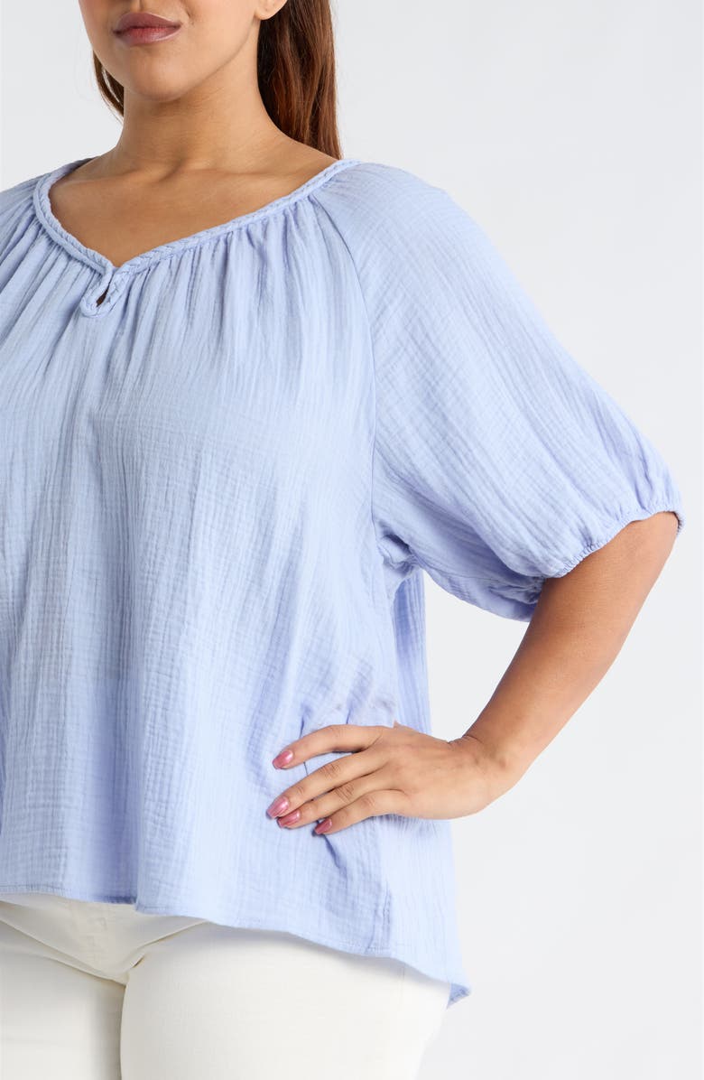 beachlunchlounge Xyla Cotton Gauze Top, Alternate, color, Light Denim