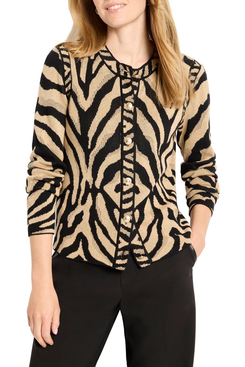 Animal Print Jacquard Cardigan, Main, color, NEUTRAL MULTI
