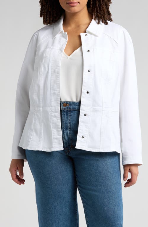 Wit & Wisdom Denim Peplum Jacket In Optic White
