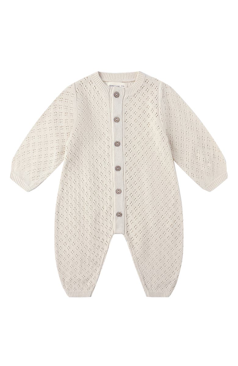 QUINCY MAE Pointelle Sweater Romper, Main, color, Natural