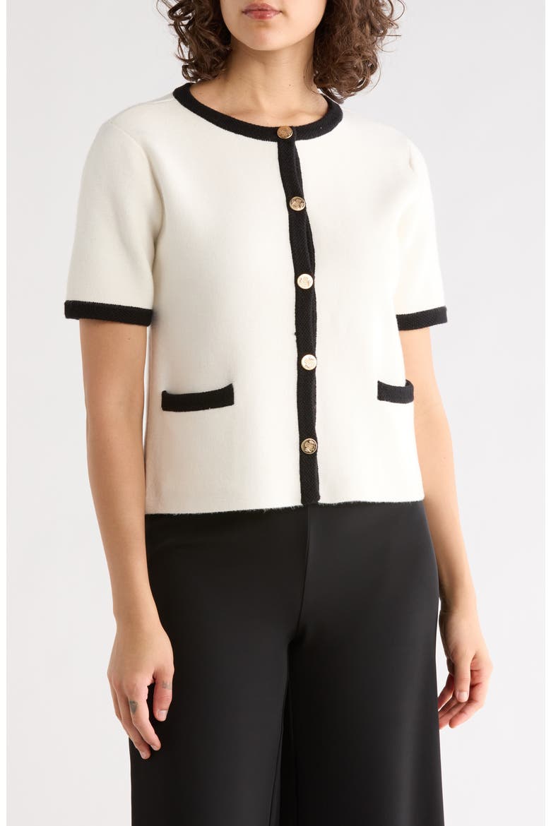 Button Sweater, Main, color, IVORY/ BLACK