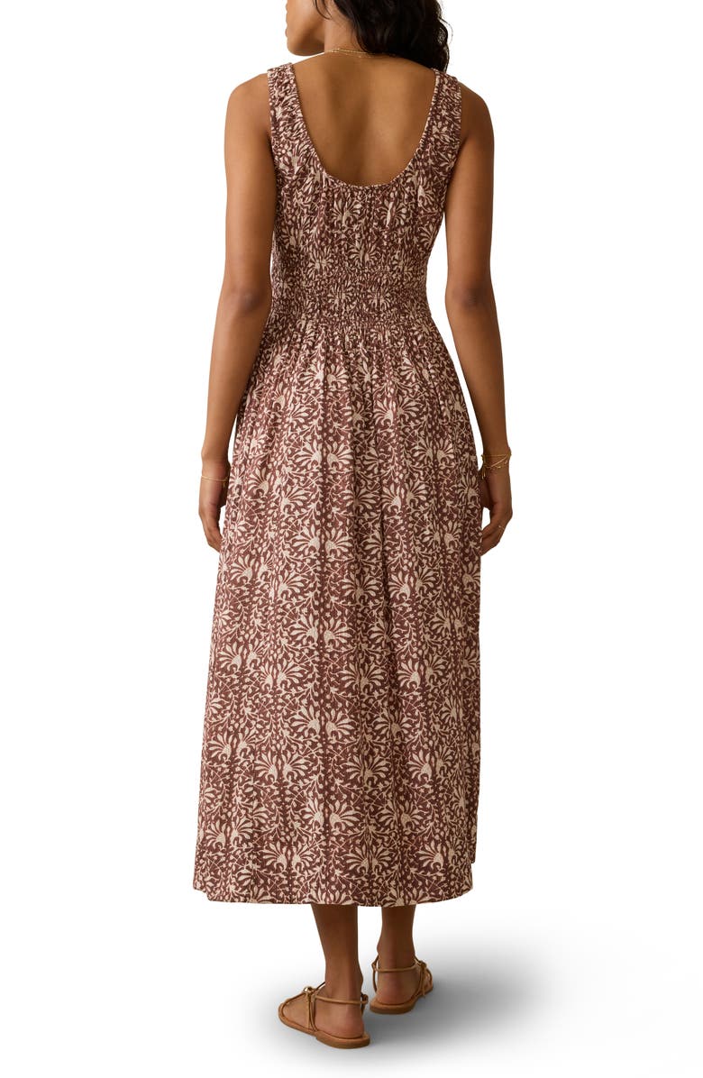 Faherty Sunseeker Smocked Waist Midi Dress, Alternate, color, Sausalito Sunset