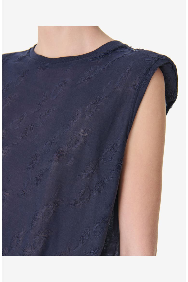 Horphee Padded Shoulder Top, Alternate, color, ANCHOR BLUE