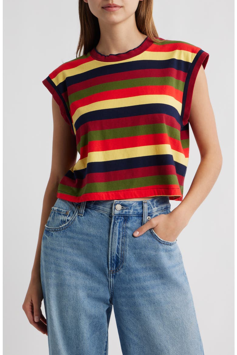 The Square Stripe Crop Top, Main, color, PLAYA STRIPE