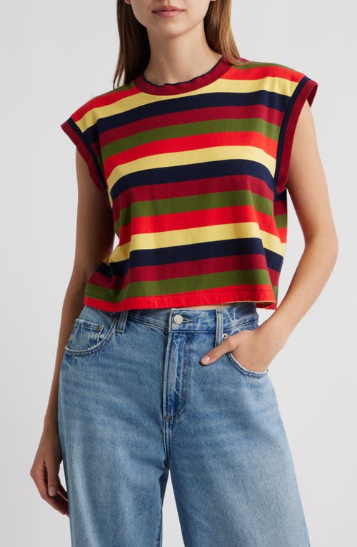 The Great . The Square Stripe Crop Top In Red