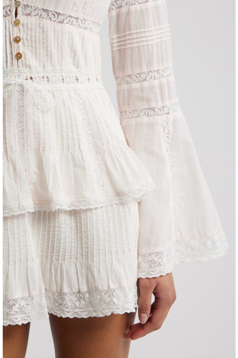 Kinsale Lace Trim Long Sleeve Minidress, Alternate, color, PINK