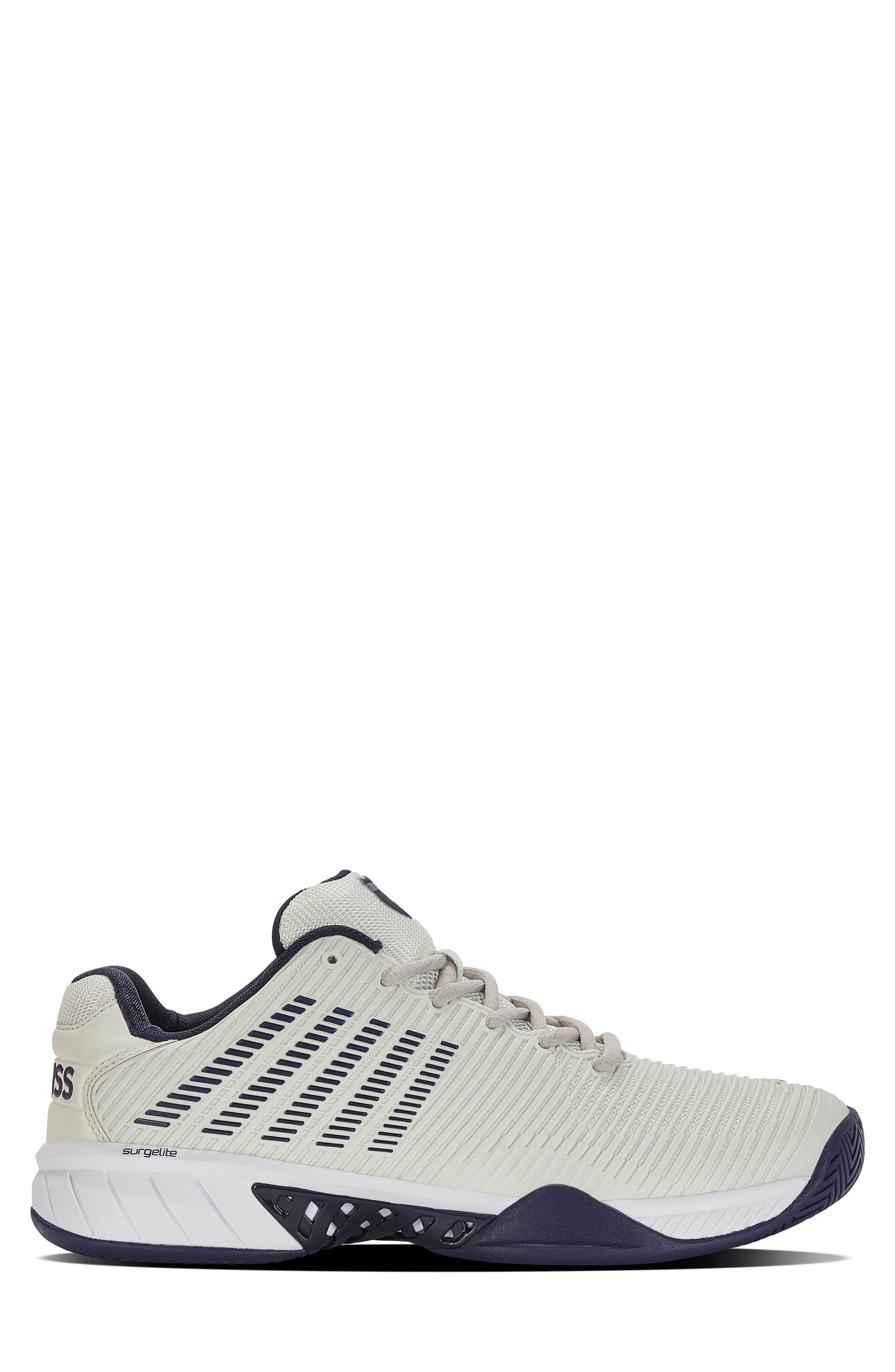 K-Swiss Hypercourt Express 2 2E Tennis Shoe, Alternate, color, Gray/ White/ Peacoat