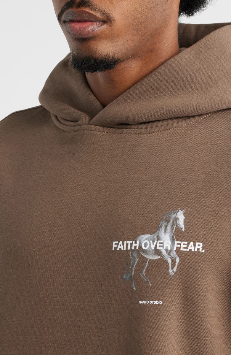 SANTO STUDIO Faith Over Fear Cotton Graphic Hoodie, Alternate, color,