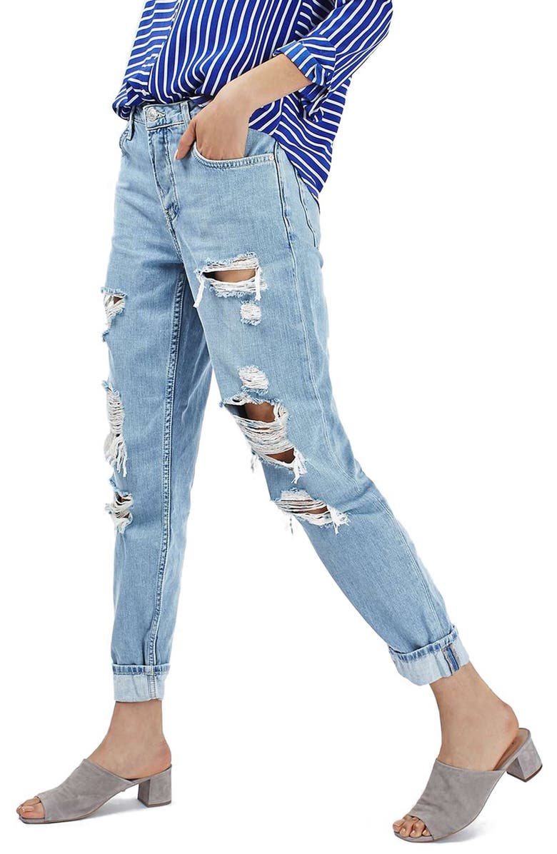 Topshop 'Hayden' Super Ripped Boyfriend Jeans, Main, color, 