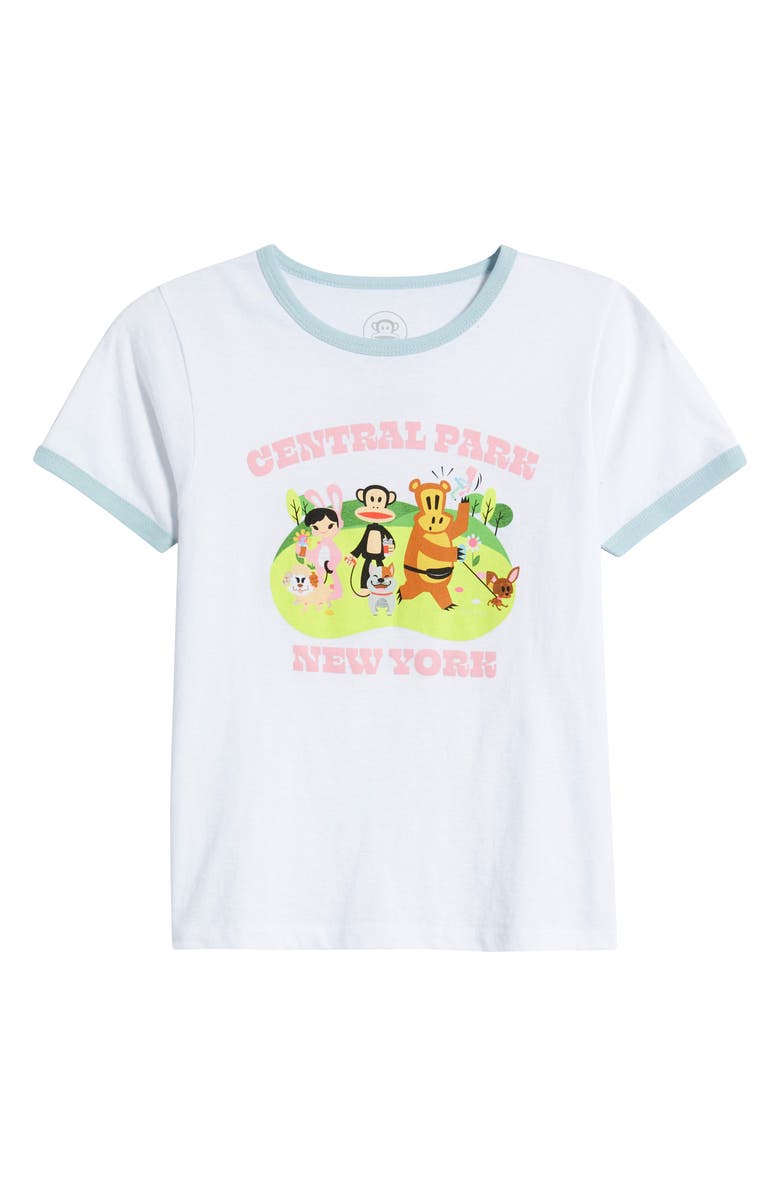 GOLDEN HOUR Paul Frank<sup>™</sup> Central Park Cotton Graphic T-Shirt, Alternate, color, Bright White/ Baby Blue