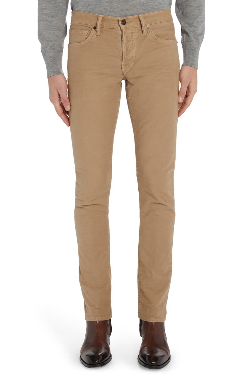 TOM FORD Slim Fit Moleskin Five-Pocket Pants, Main, color, 