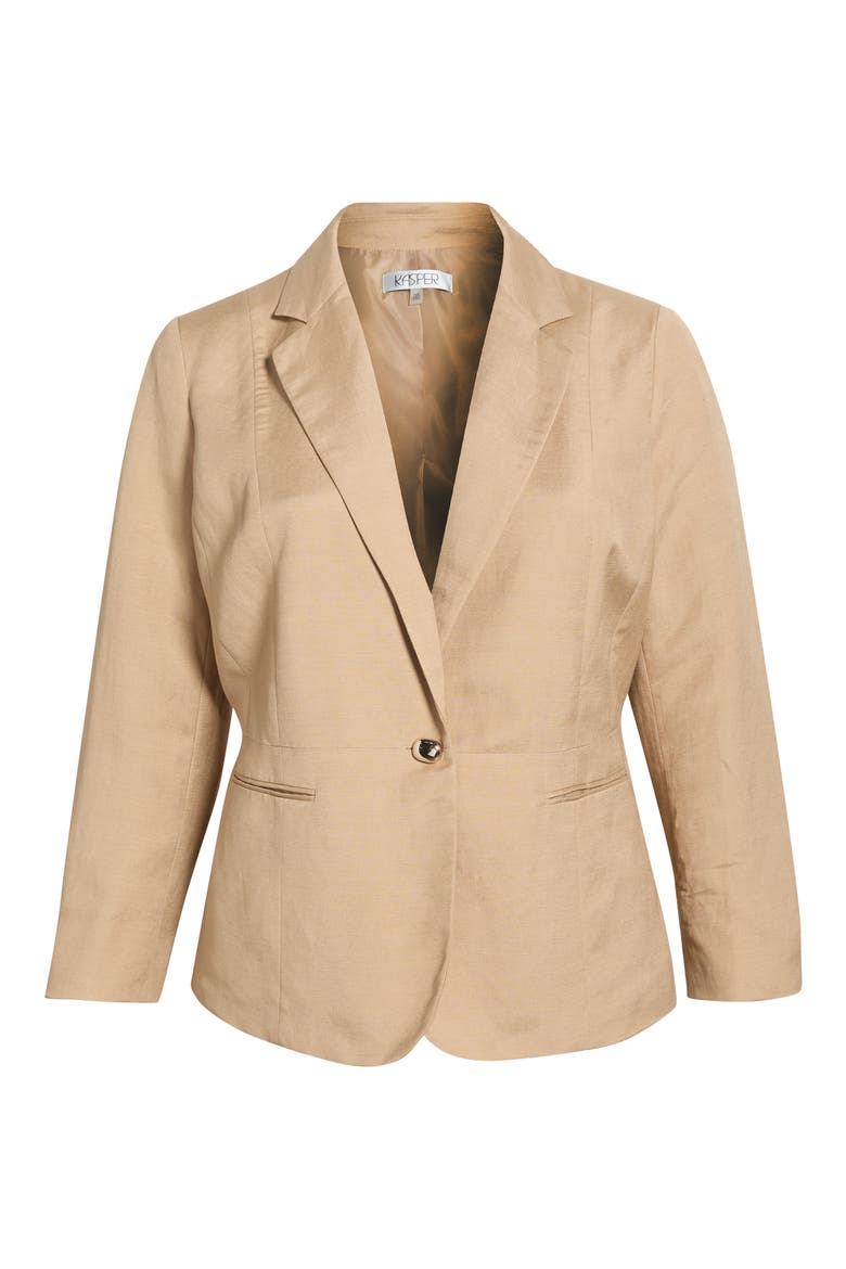 One-Button Linen Blend Peplum Blazer, Alternate, color, TOASTED WHEAT